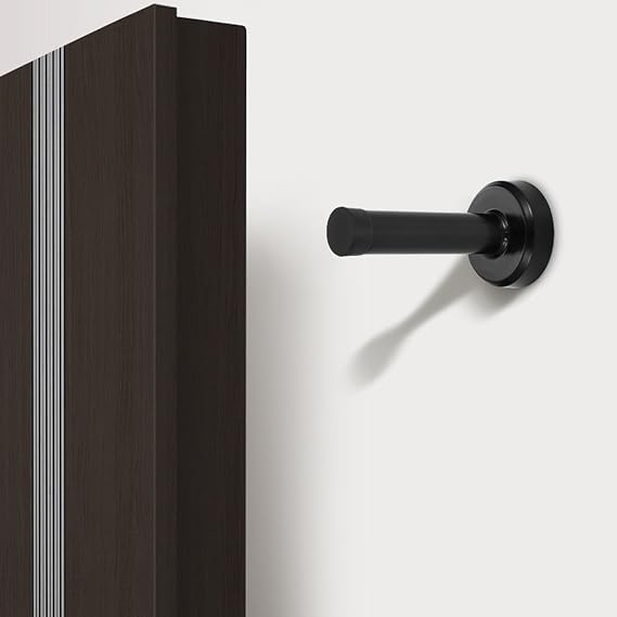 4 PCS Blacks Doors Stop, Door Stoppers for Skirtings, Black Door Stops, Matte Black Door Stoppers for Skirtings, Wall Mounted Door Holder for Home, Office, and Public Spaces