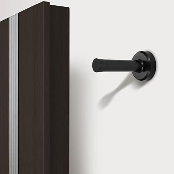 4 PCS Blacks Doors Stop, Door Stoppers for Skirtings, Black Door Stops, Matte Black Door Stoppers for Skirtings, Wall Mounted Door Holder for Home, Office, and Public Spaces