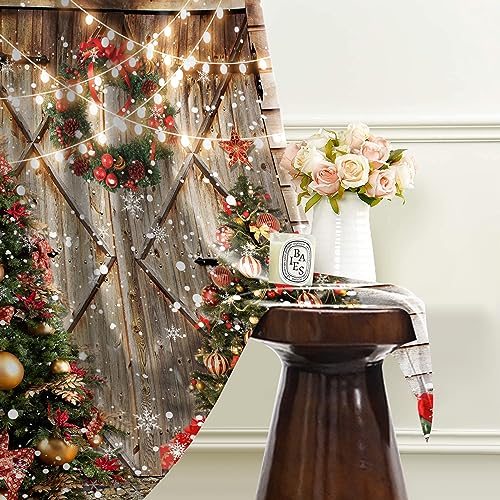 Bovlleetd Rustic Wood Christmas Blackout Curtains Set 2 Panels for Living Room Bedroom Christmas Tree Xmas Eve Party Energy Efficient Thermal Insulated Grommet Blackout Curtains 140x145cm 2 Pieces - Image 4
