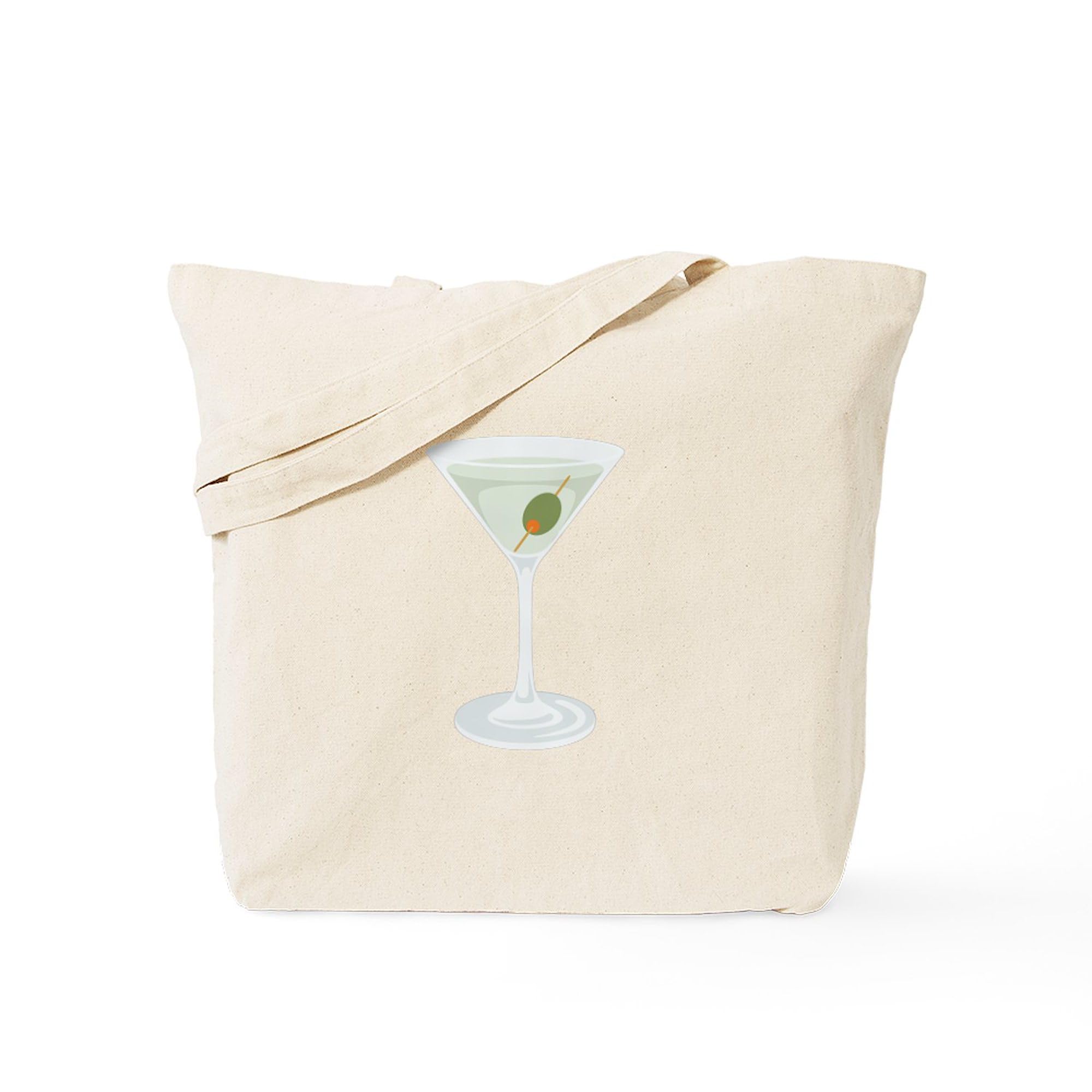 CafePress Gin Vodka Olive Martini Liquor Drink Beverage Tote Reusable Natural Beige Canvas Shopping Bag