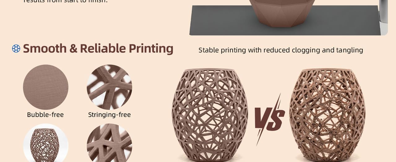 Inslogic WoodFill PLA Filament 1.75mm, 3D Printer Filament Matte Finish, Real Wood Texture, Fast Printing, Fit Most FDM 3D Printers, 1kg (2.2lbs), Walnut Wood