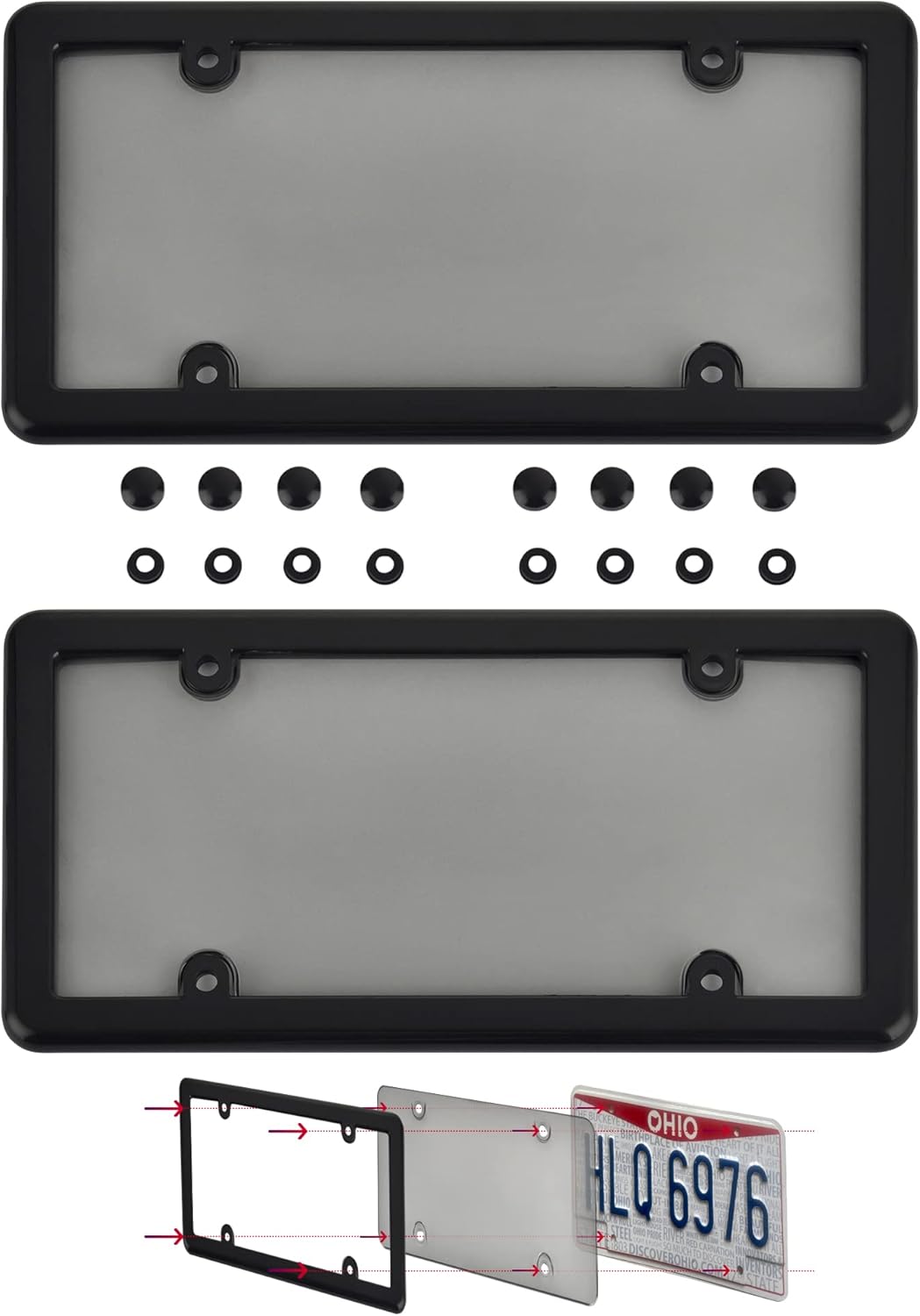 Buy Tinted License Plate Cover Set of Standard Fit Front & Back Bling