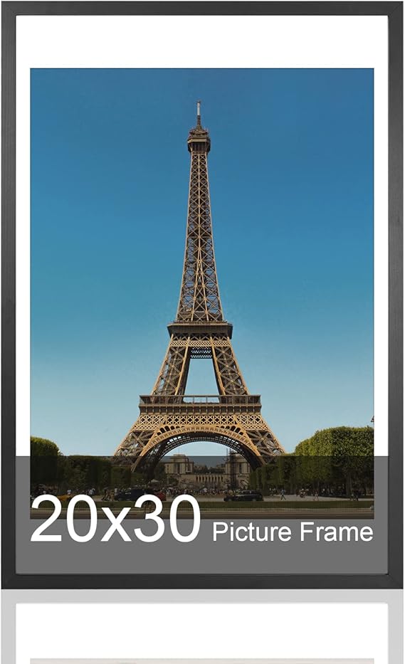 20x30 Frame, HOMESEVEN 20x30 Picture Frame Matted to 18x24, Solid Wood