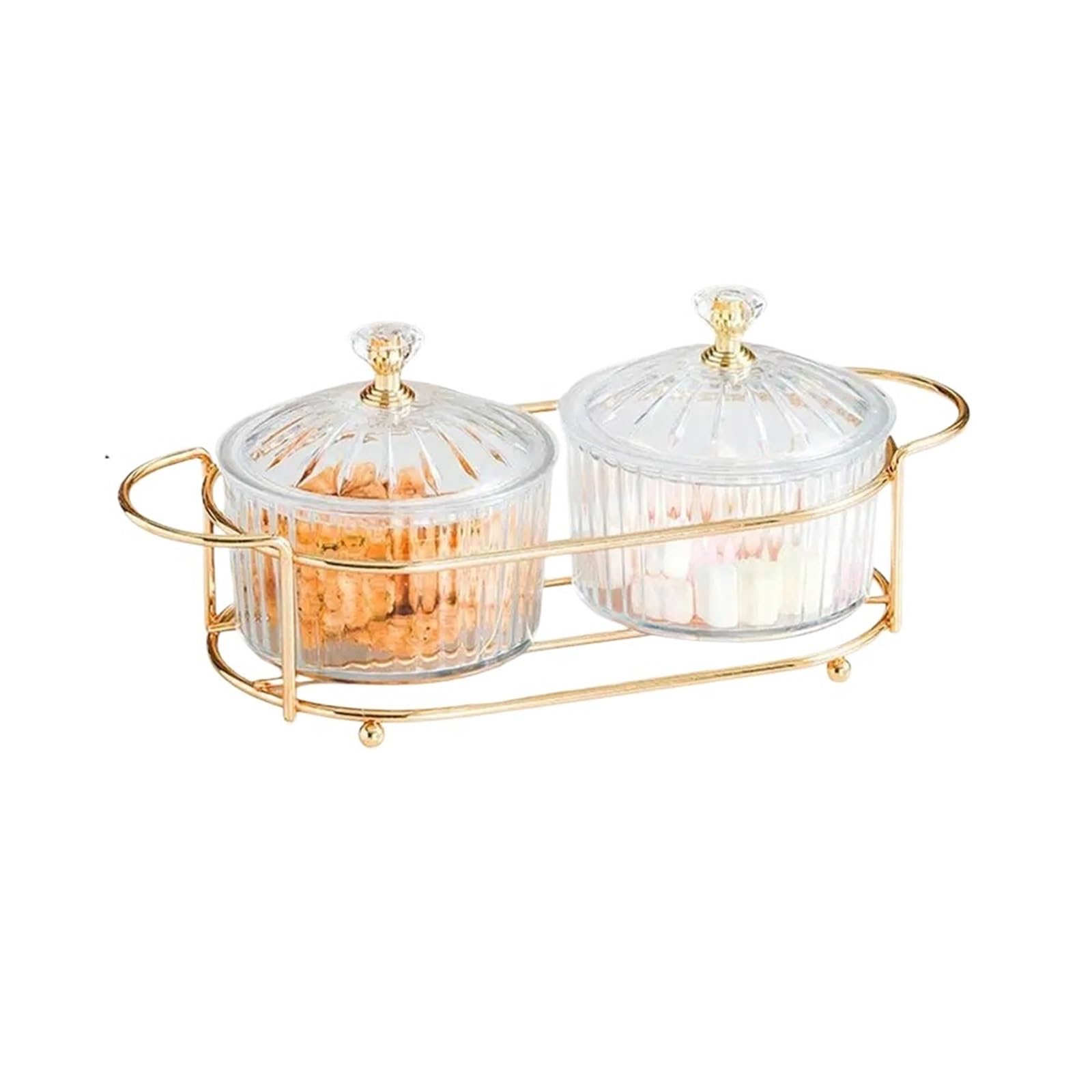LSNNMU Dried Fruit Salad Plate Snack Dishes Transparent Round Dessert Jar Dish Grid Food Storage Preserved Tray Box Lid Bowl Tableware For Preserving(2clear)