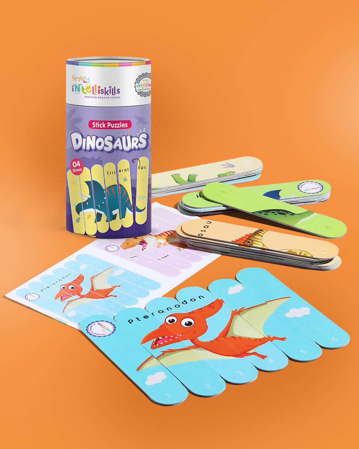 FIRSTCRY INTELLISKILLS Premium 24 Pcs Stick Puzzle|Fun&Interesting Way To Learn Dinosaur Species Names&Numbers|Bis Certified|Preschool Montessori Educational Toy For Kids|Multicolor, 3+ Years (B0BZHRVLS9) Amazon Price History, Amazon Price Tracker