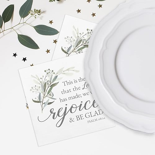 Miniatura 3 de This Is The Day The Lord Has Made - Servilletas de bebida  48 servilletas de cóctel blancas con versículo de la Biblia 4 34 pulgadas x 4 34 pulgadas