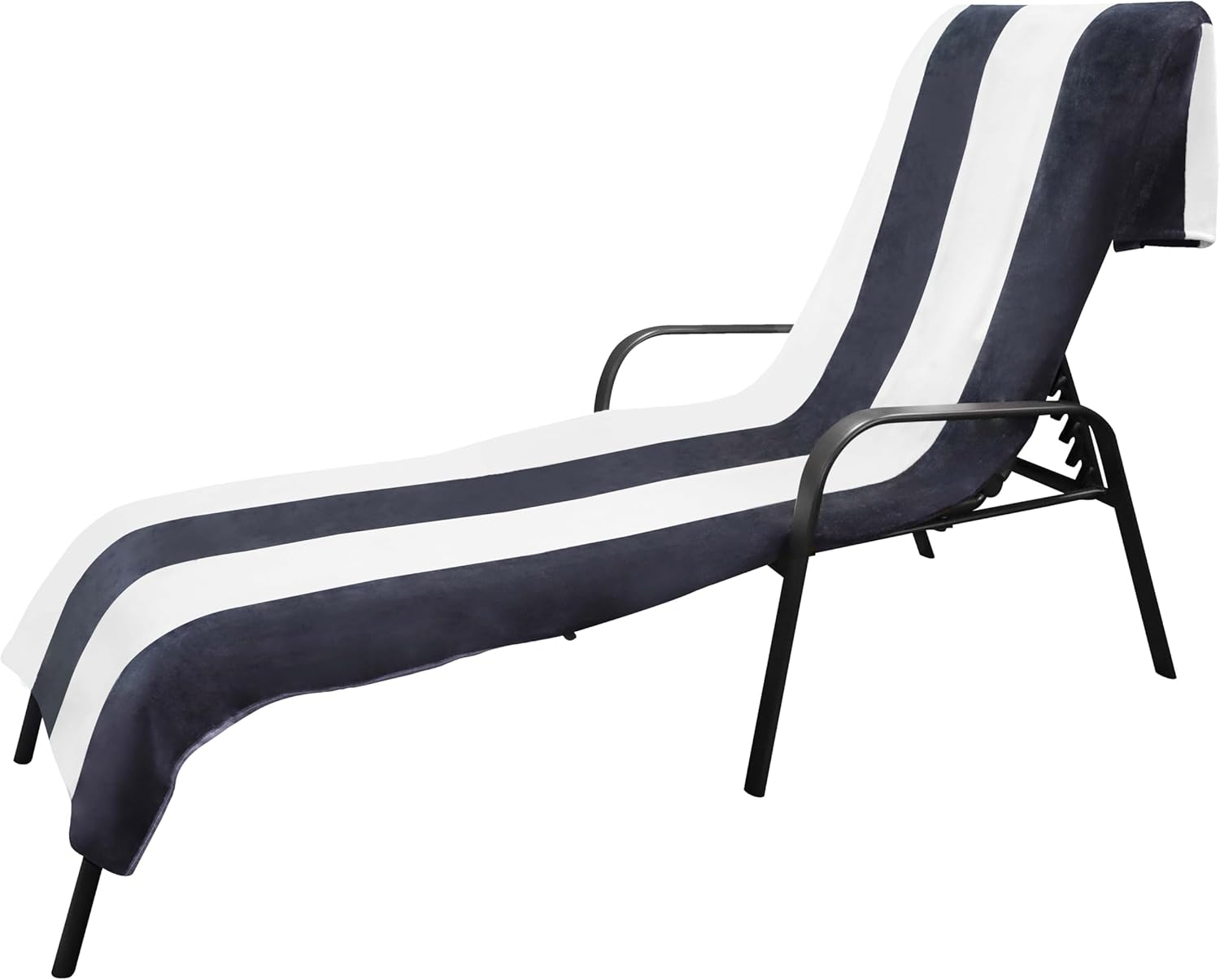 BNM Classic Lounge Chair Cover, Premium Cotton Cabana Stripe Standard Size Chaise Lounge Chair Cover, 32" x 102", Taupe