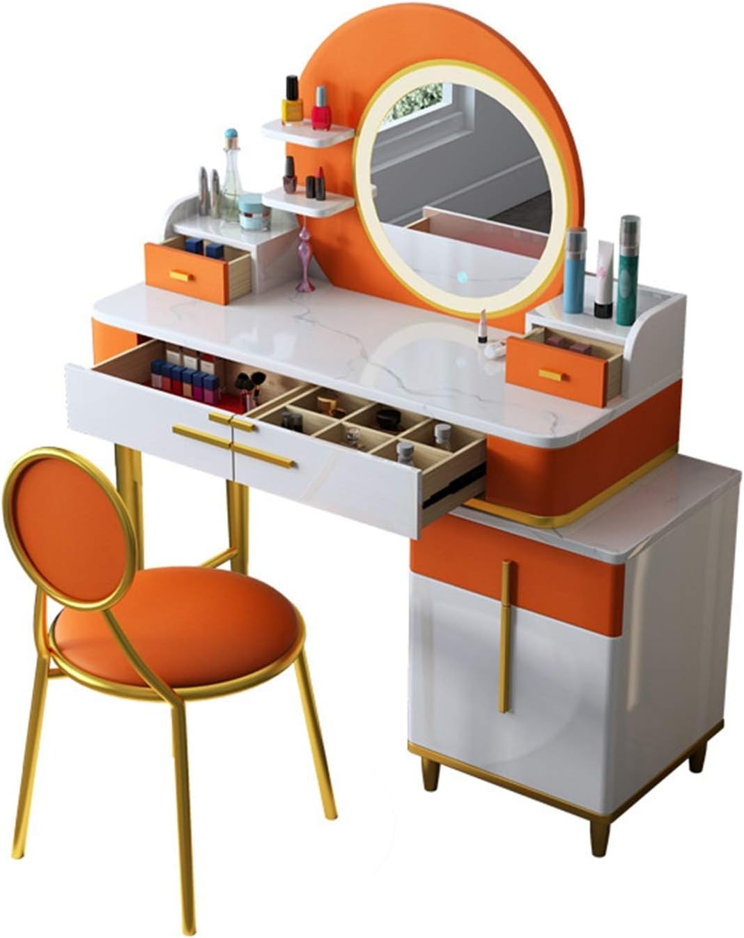 DSWHM Large Vanity Makeup Desk, Vanity Table Set with 3