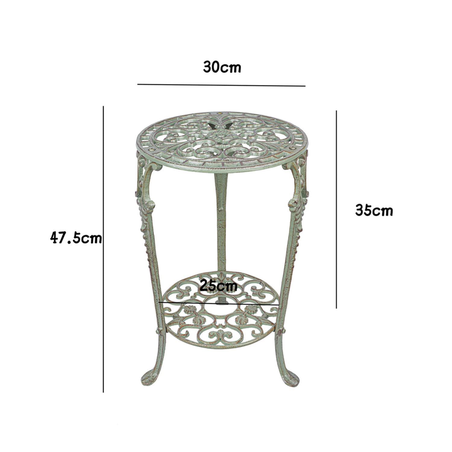 Mesas auxiliares retro resistentes al óxido para exteriores, mesas de centro pequeñas para patio, mesa auxiliar redonda de metal con doble capa, perfectas para porche, patio, balcón, terraza,