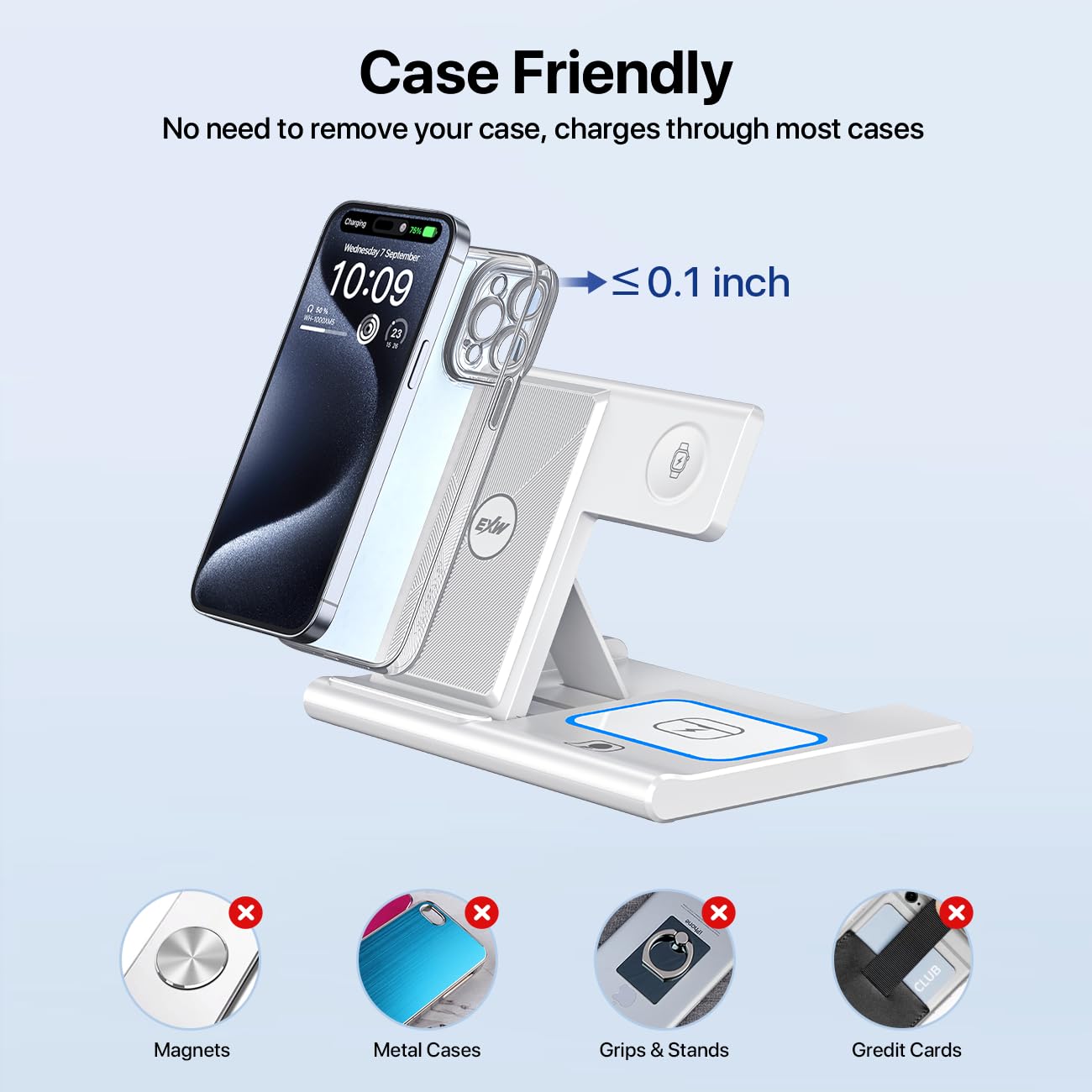 Chargeur Sans Fil 3 En 1 Pliable – Compatible IPhone 16/15/14, Apple Watch, AirPods