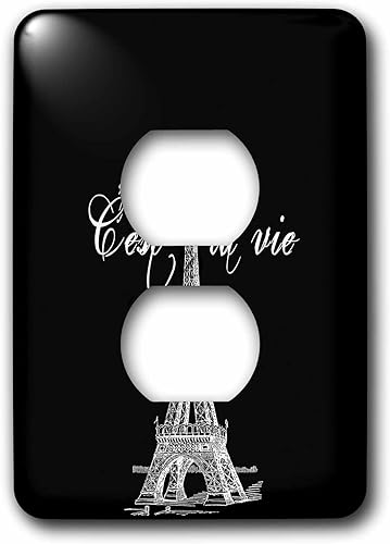 3dRose lsp_178953_6 Cubierta de salida de torre Eiffel francesa en blanco y negro, multicolor