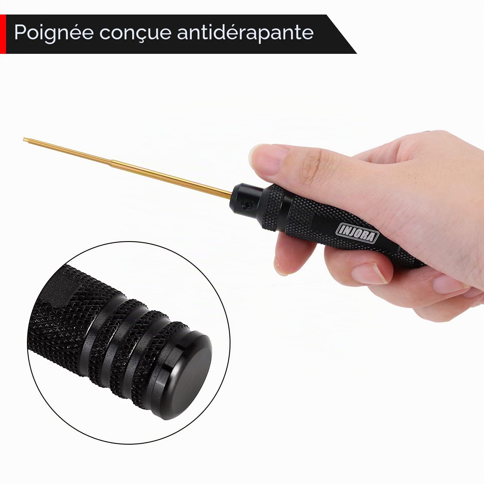 INJORA 7PCS HSS Hexagone Tournevis Noix Hexagonale Clé à Conducteur Kit D’Outils RC pour 1/18 1/24 RC Mini Crawler Voiture SCX24 TRX4M FCX24