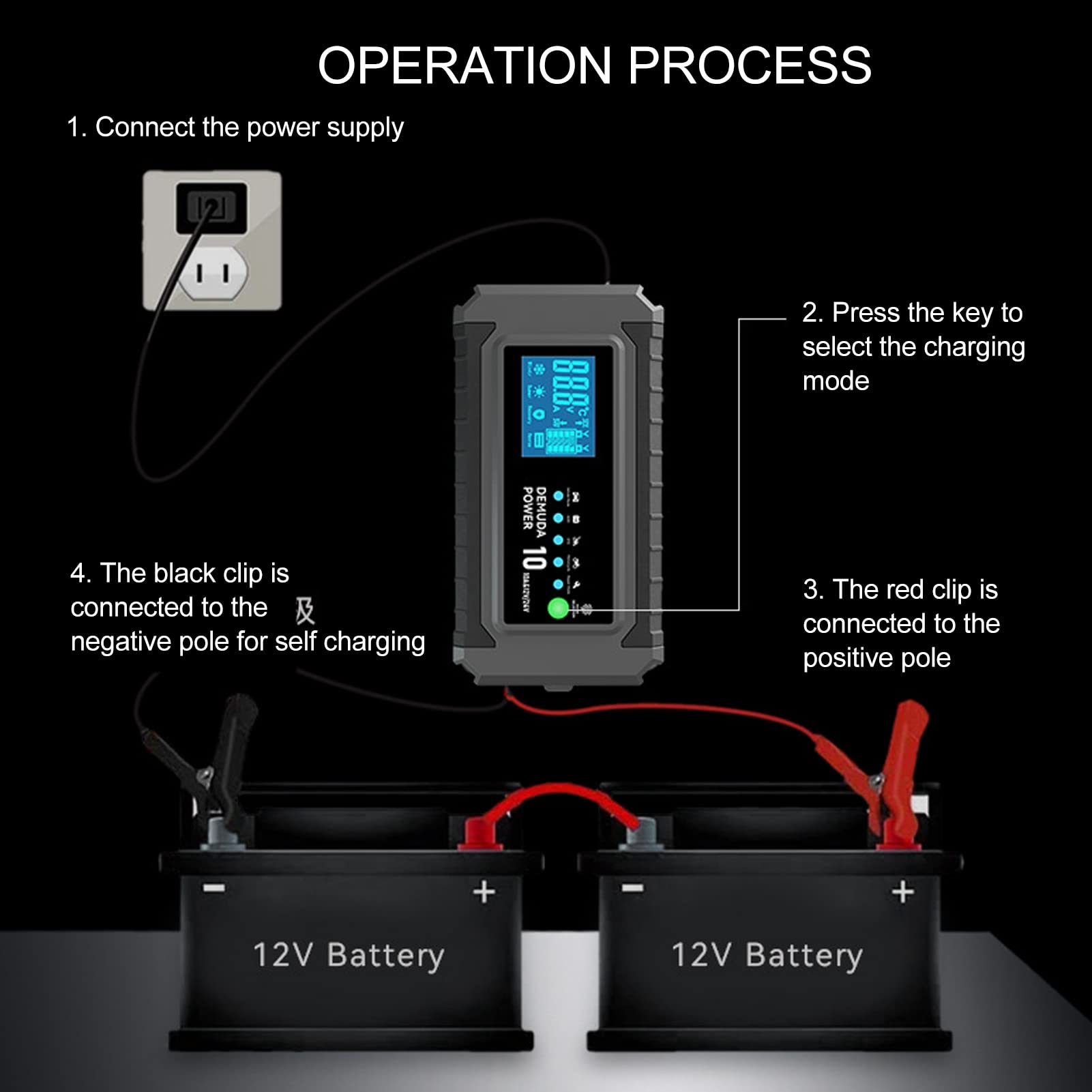 flexman 12V 24V Intelligentes Autobatterieladegerät, Batterieerhaltungs Erhaltungsladegerät, Vollautomatisches Intelligentes Batterieladegerät Erhaltungsgerät für LKW Motorrad