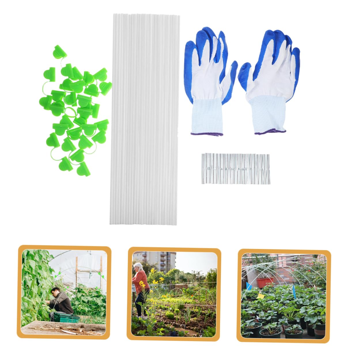 Tunnel pour Salade Arceaux de Jardin en Polyéthylène et Fibre de Verre, Réutilisable et Lavable, 1 Set pour Serrage Potager et Soutien la Croissance