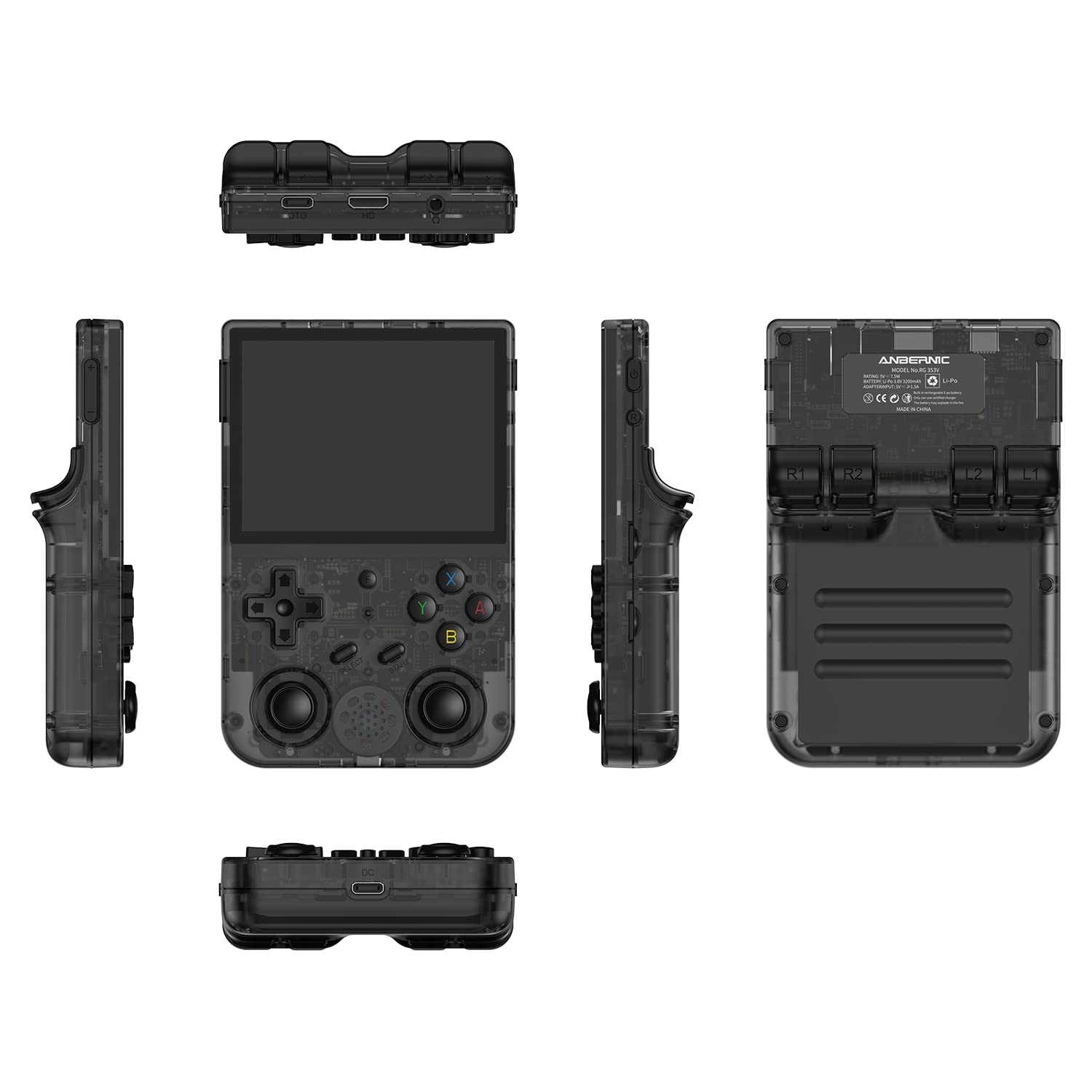 SXMA RG353V przenośna konsola do gier obsługuje podwójny system operacyjny Android 11+ Linux, 5G WiFi 4.2 Bluetooth RK3566 64BIT 64G karta TF 4450 klasyczne gry 3,5-calowy ekran IPS 3500 mAh bateria