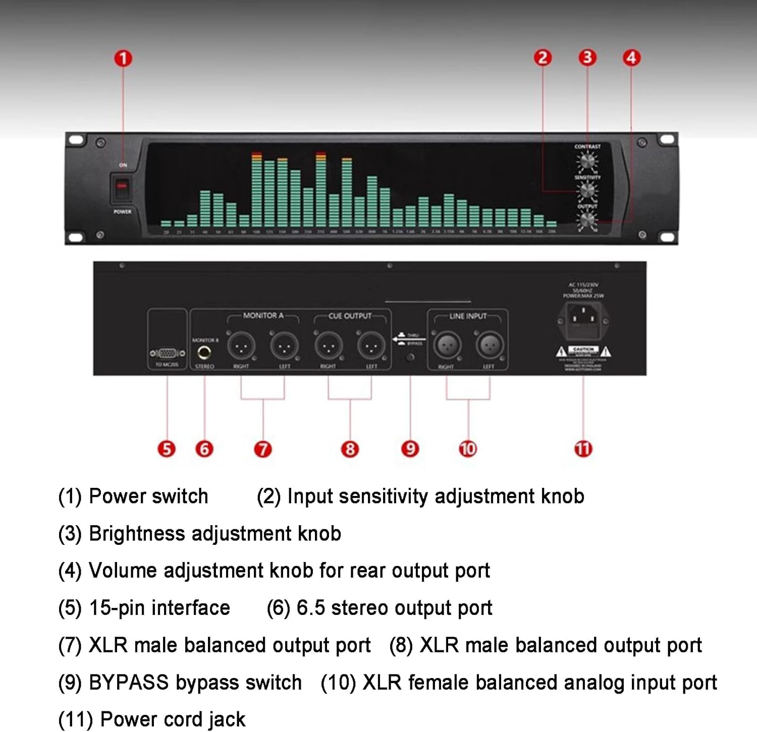 EPANO LXXW Equalizador Ecualizador Digital de 31 Bandas, Ecualizador gráfico estéreo/procesador de Audio, con Pantalla de Espectro LED y reducción de Ruido. Ecualizador de Audio