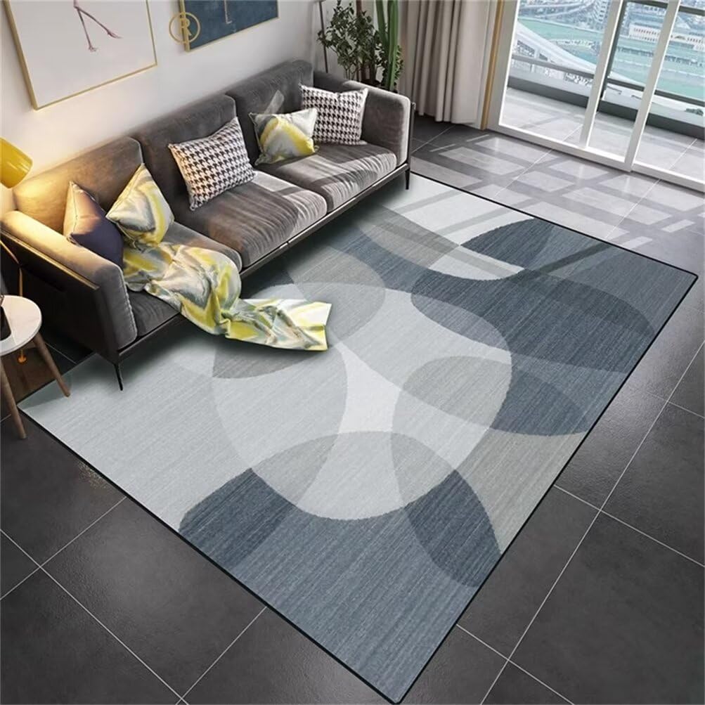 Tapis de couloir bleu 120x160 cm antidérapant et géométrique