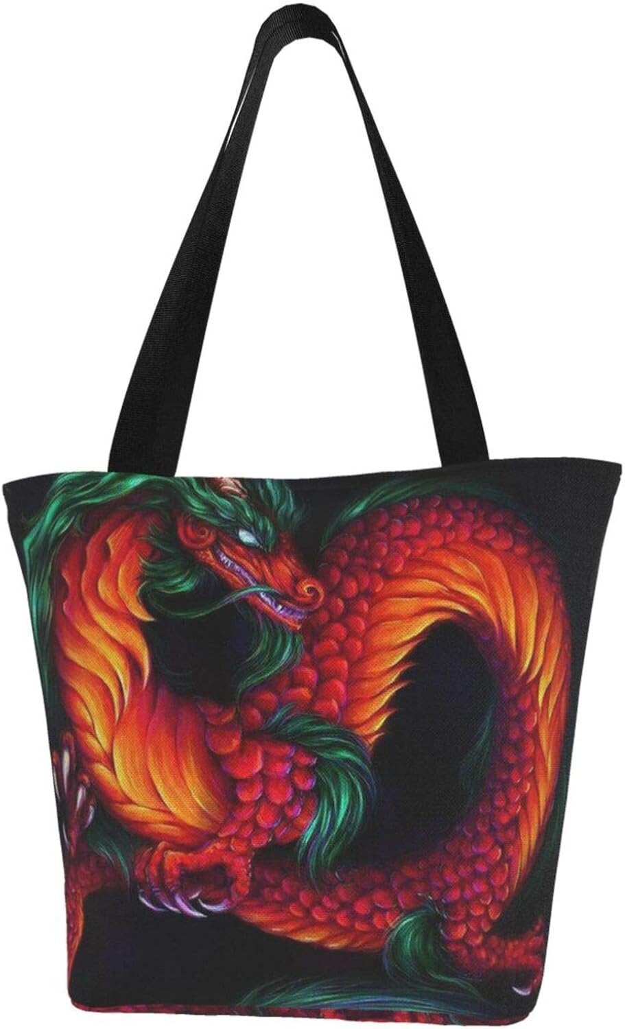Canvas Tote Bag Chinese Dragon Women Large Casual Handbag Shoulder Bags