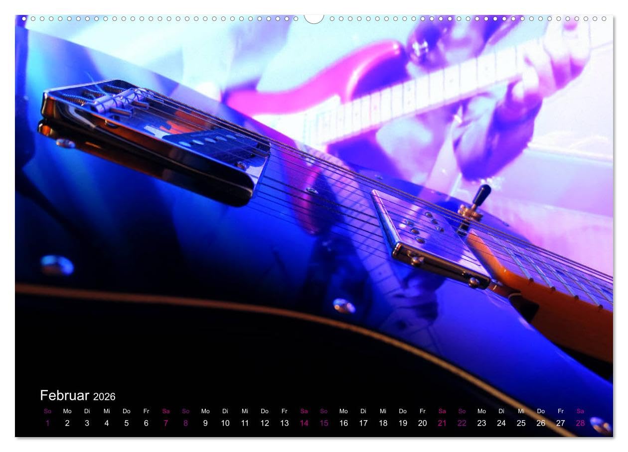SPOTLIGHTS - Gitarren im Scheinwerferlicht (Wandkalender 2026 DIN A2 quer), CALVENDO Monatskalender: Surreale Reflexionen des Bühnenlichts (CALVENDO Kunst)