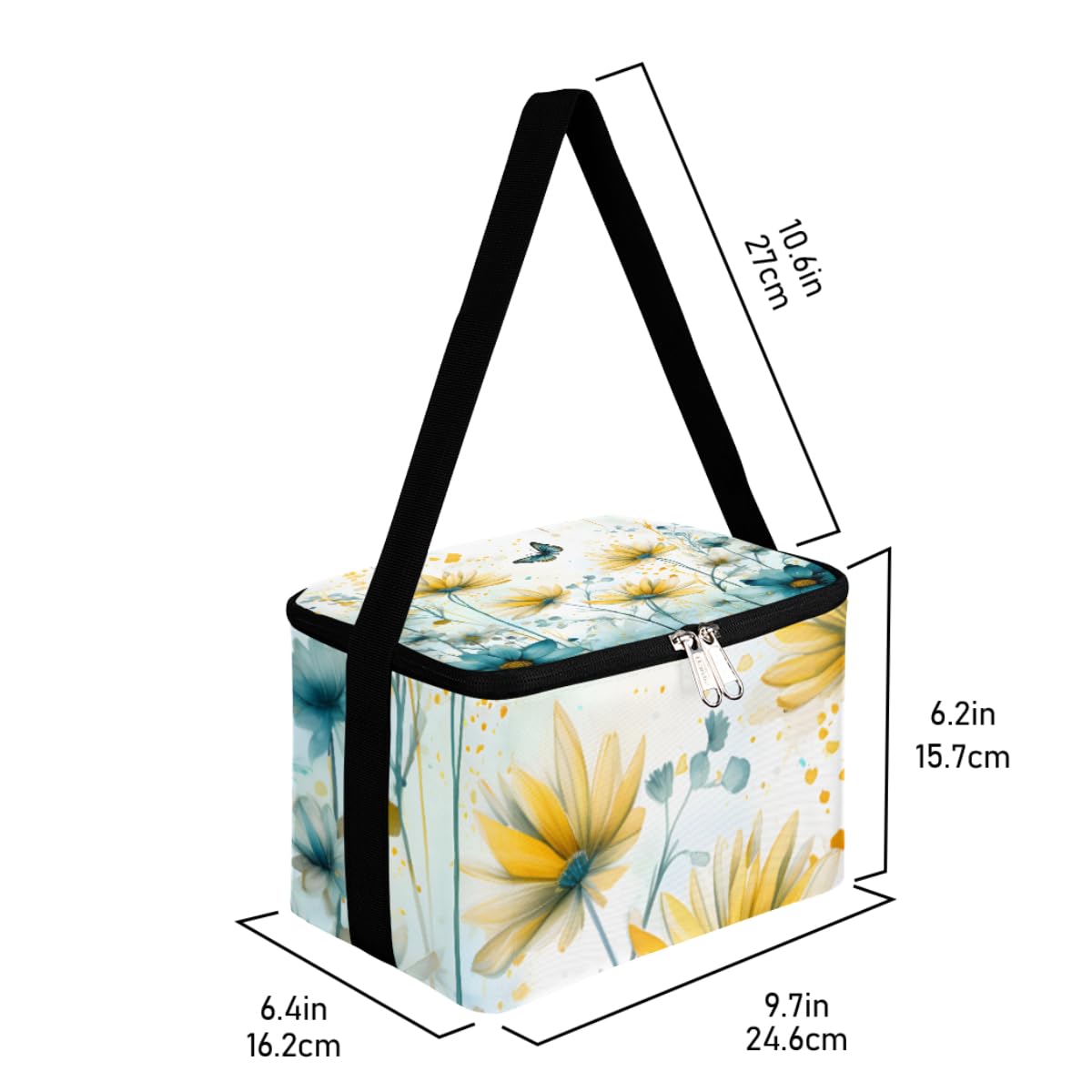 Lunch Bags for Women Men 9 Cans,Flying Butterfly Hot & Cold Food Delivery Bag Insulated Grocery Bag Insulated Lunch Box Floral Cooler Bag for Office Work Picnic Beach