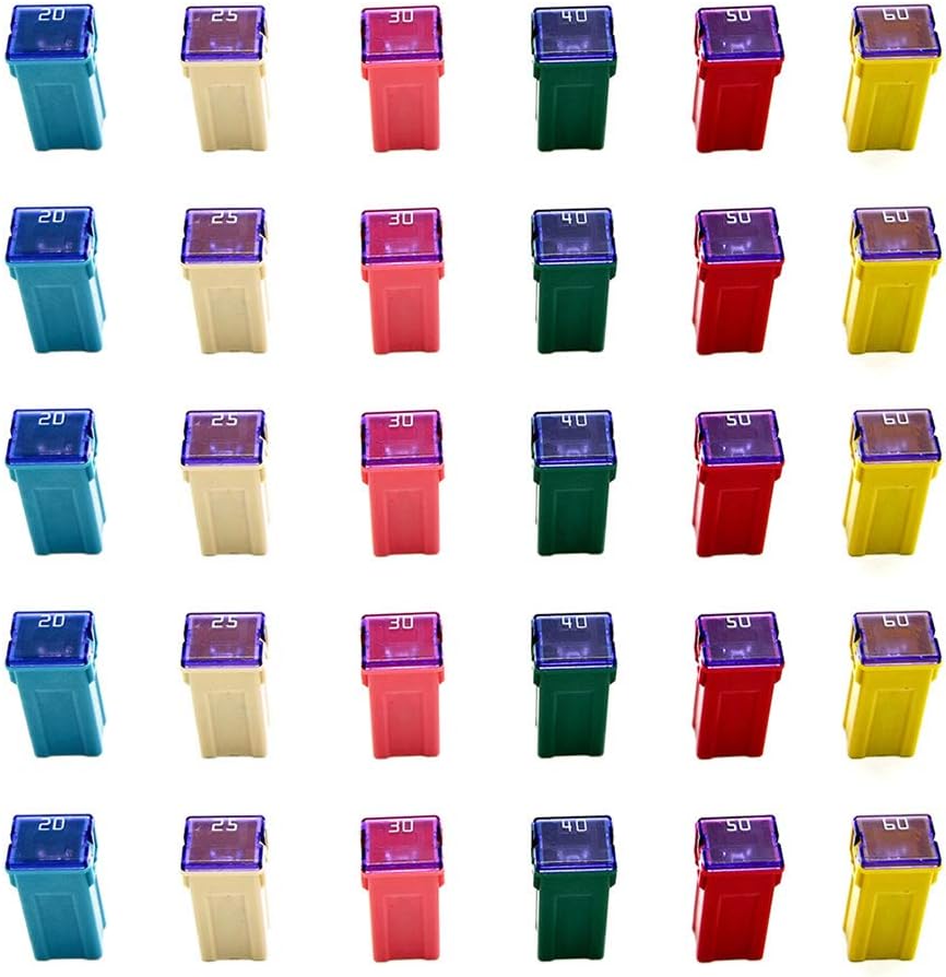 30 Pc Automotive Tall/Standard Profile JCASE Box Shaped Fuse Kit for Pickup Trucks, Cars and SUVs