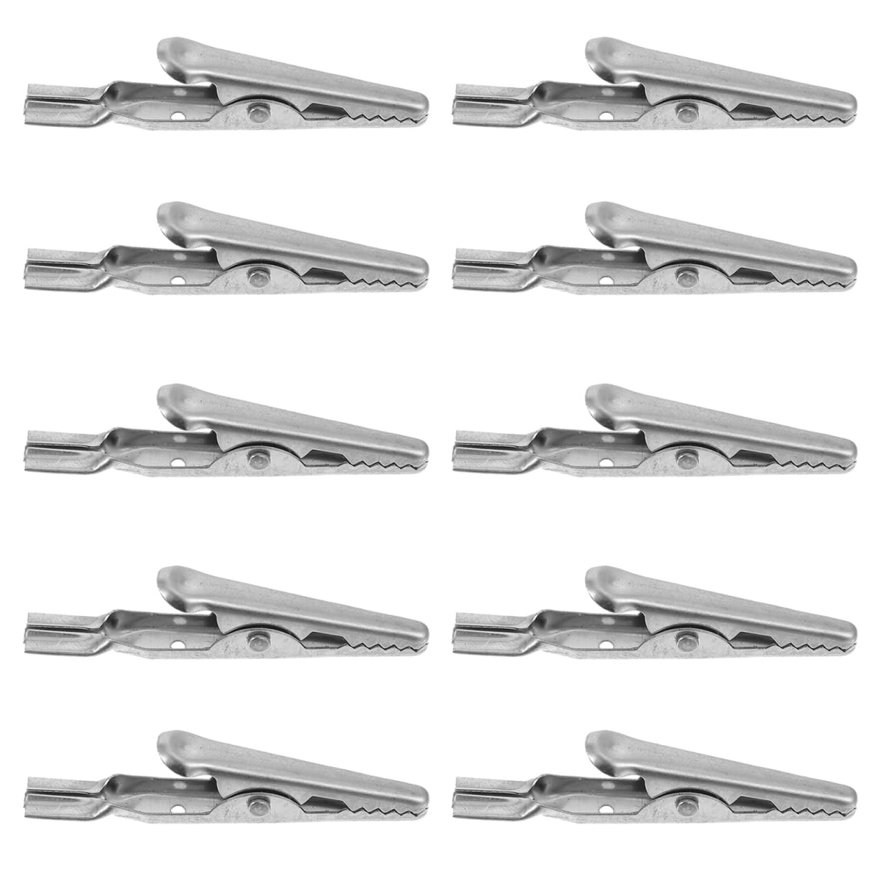 NUOBESTY Stainless Steel Crocodile Clips 10 Pack 2.00 Inch Spring Clamps for Fast Electrical Testing Temporary Wiring and Mini Led Connections