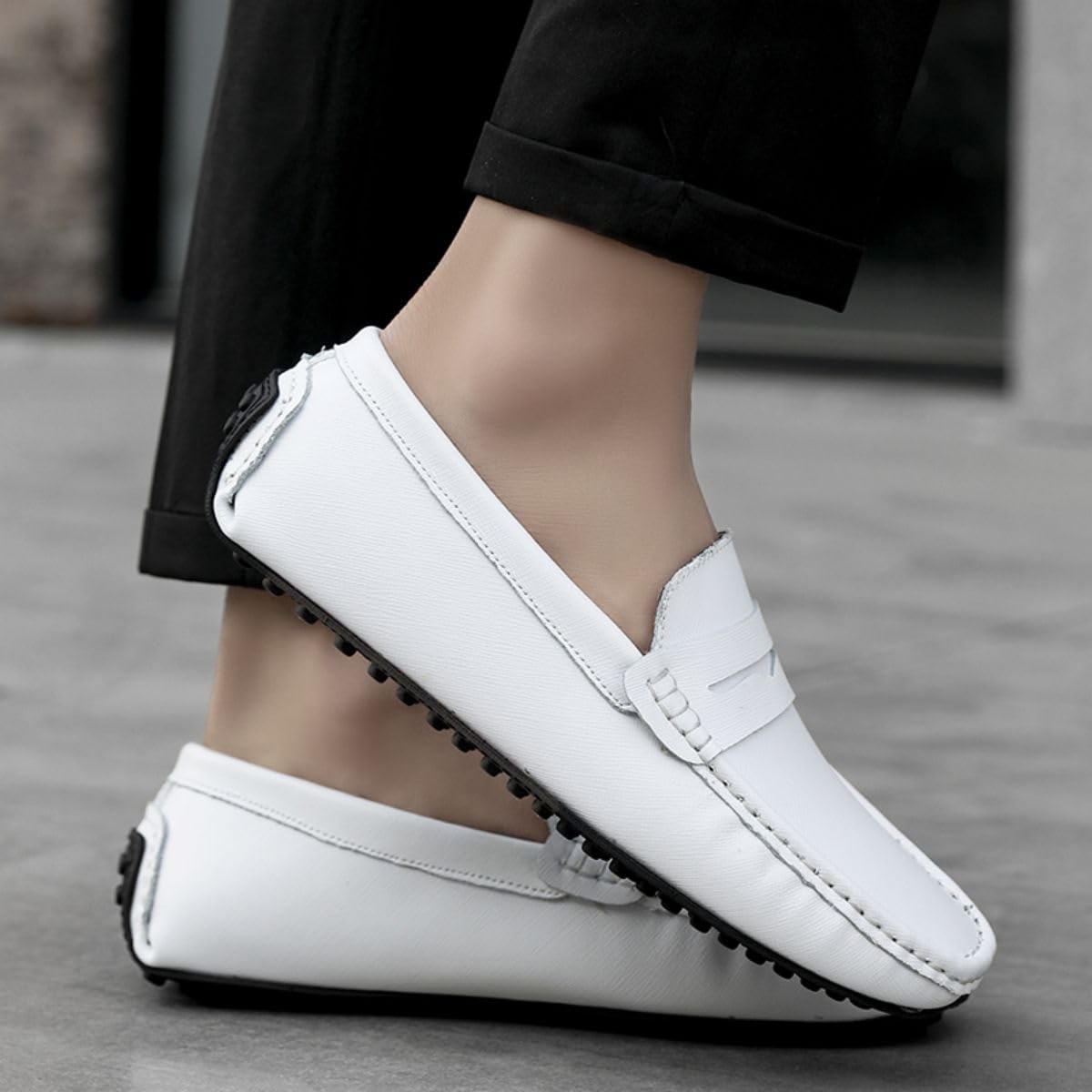 Mocasines para Hombre de Cuero Moda Slip-on Shoes Driver Shoes Casual Flat Shoes 38-49 EU