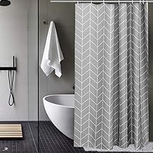 AooHome Shower Curtain, Waterproof, Mildew Resistant, Width 35.4 inches (90 cm), Length 59.1 inches (150 cm), Unit Bath, High Density , Quick Drying, Weighted, Thick, Striped, Blindfolded, Bath