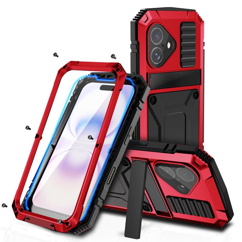 Funda para iPhone 17 para exteriores, IP-54, soporte, protector de pantalla, resistente militar, 360 grados, carcasa de silicona a prueba de golpes, de metal, para iPhone 17 de 6.3 pulgadas