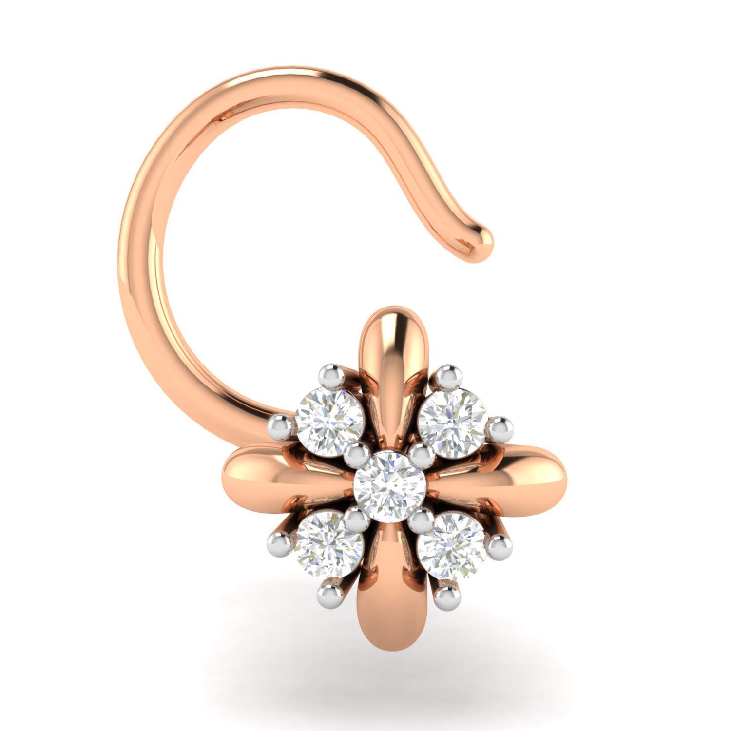 18KT Rose Gold and Diamond Nose Ring for Women