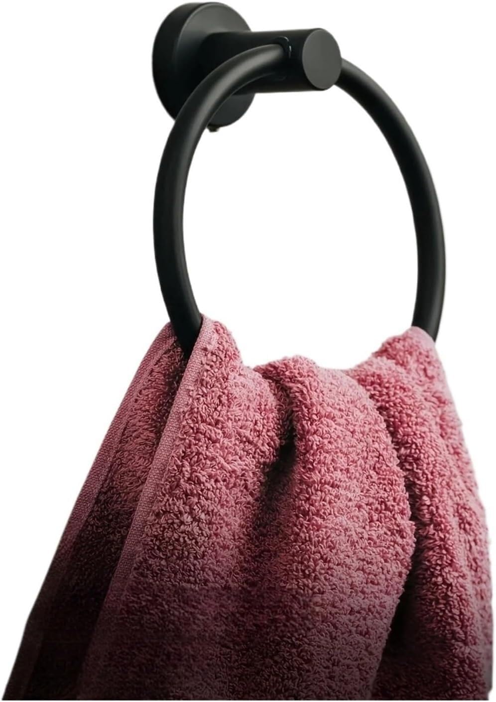 Anilla para Toallas, Toallero de Pared for baño, Acero Inoxidable, Redondo, 16,3 x 7 cm, Multicolor(Black)