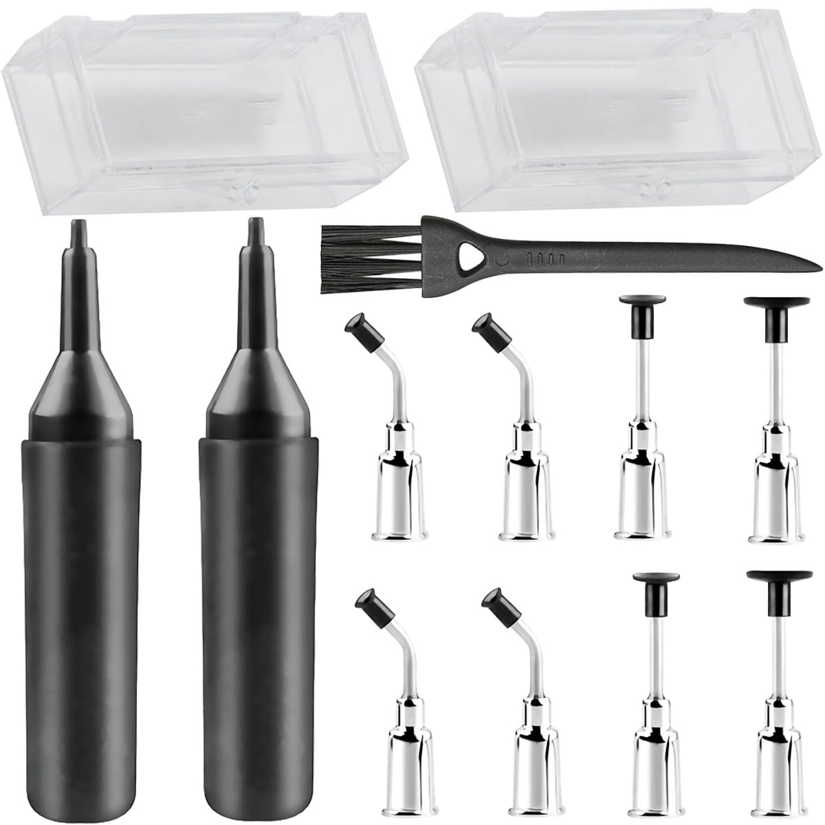 2 pezzi Penna aspirante a vuoto Estrattore IC IC Pick up Tool Chip Remover Tool Circuit Board estrattore di chip con punte di aspirazione Coppe di aspirazione Scatola di immagazzinaggio