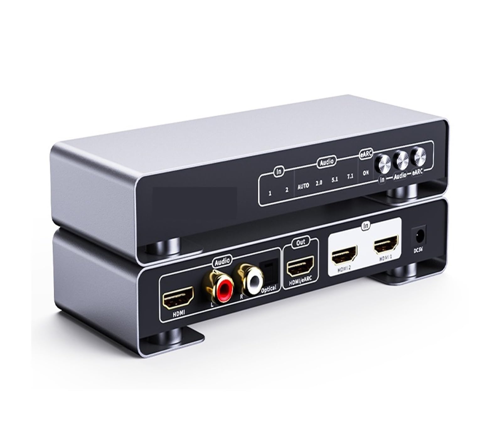 Dikkac One Color 4K60hz Earc Audio Extractor To R/L Optical Toslink R/L Spdif 7.1/5.1 Audio Converter Switch Splitter