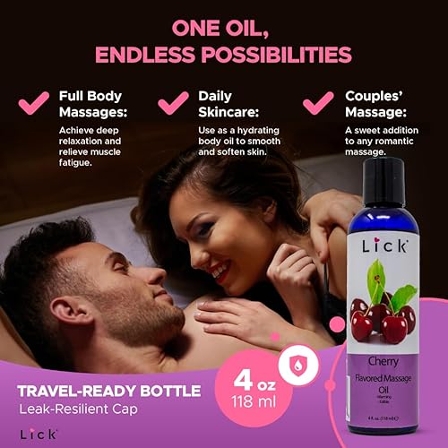 Miniatura 3 de Aceite de masaje con sabor a cereza para terapia de masaje, masaje muscular relajante para hombres y mujeres con aceite natural de vitamina e con