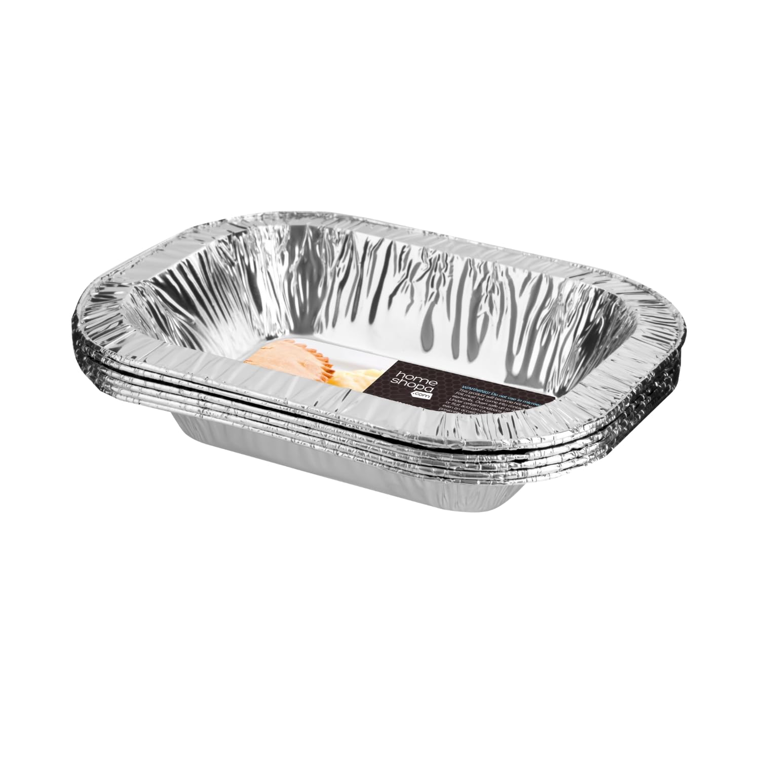 HOMESHOPA Oblong Aluminium Foil Pie Dish, 6 Pack Disposable Rolled Edge Trays, Durable Air Fryer Cooking Baking Tin, Fruit Tart, Quiche, Food Storage Containers, Oven & Freezer Safe