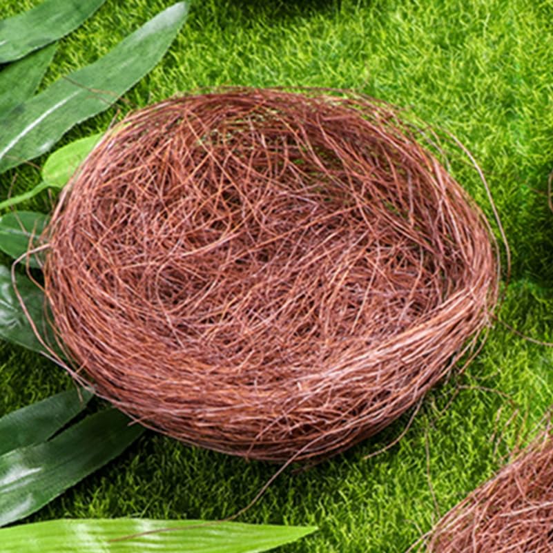 Image of 5 Inch Artificial Bird Nest Decoration with Eggs Rustic Birdcage Accessory for Garden Home Photography and Easter Party Display