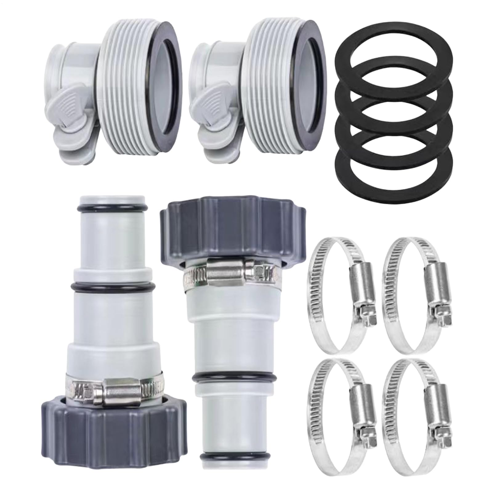 Connecteur de tuyau de piscine 38 mm avec pince et rondelle pour raccordement de filtre de jardin