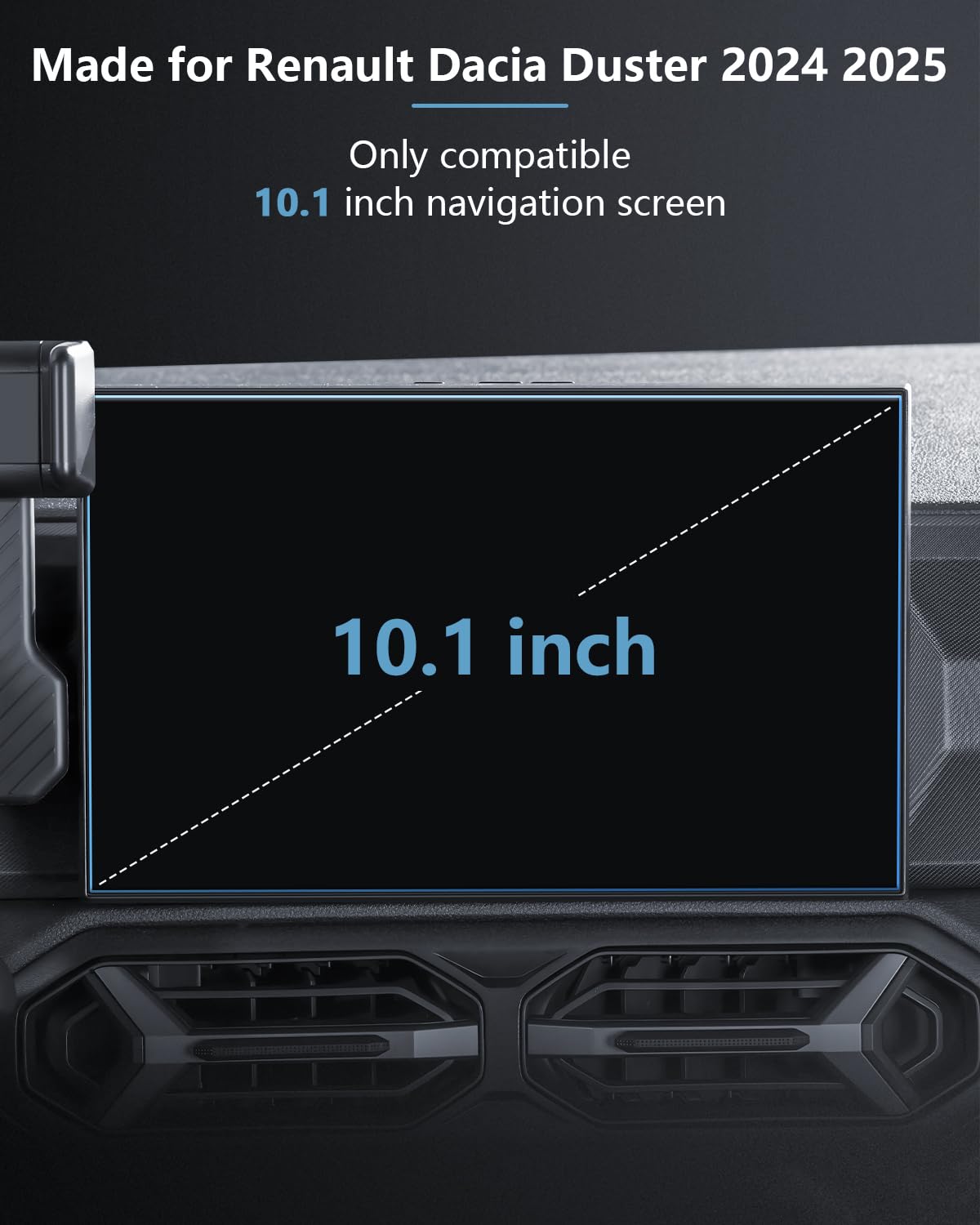 Pellicola protettiva per display Dacia Duster 3 2024-2026, vetro temperato 9H 10,1 cali