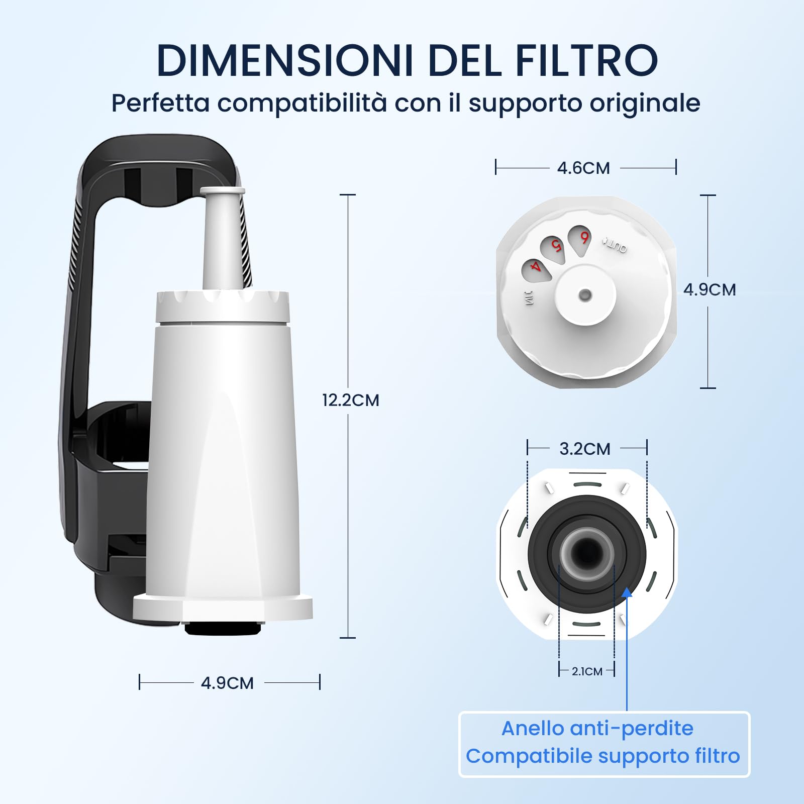 GLACIER FRESH (4 pezzi) Filtro acqua compatibile con Sage® Macchina da caffè Barista Express Pro Oracle Touch, ricambio per filtro dell'acqua Sage® per macchine da caffè automatiche