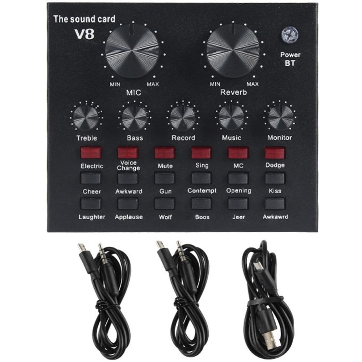 Housoutil Scheda Audio Esterna Professionale Mixer Audio e Effetti, Microfono Condensatore Nero in Metallo Volume Regolabile per Live Streaming e Canto