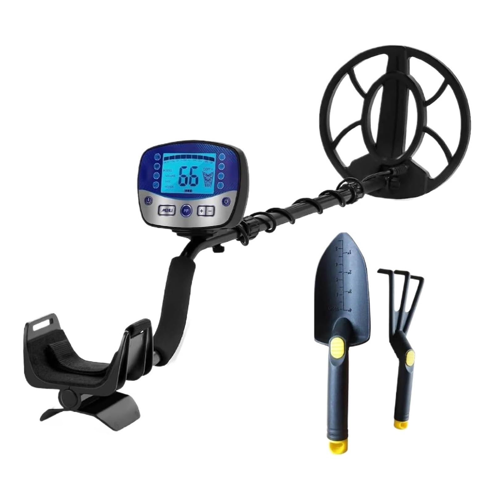 Rilevatore Di Metalli Dorati Professionale Target LCD DISC Notch Pinpoint Modello Ricerca Sotterranea Ed Esplorazione Preziosi Rilevamento Preciso(T11 and Shovel Set)