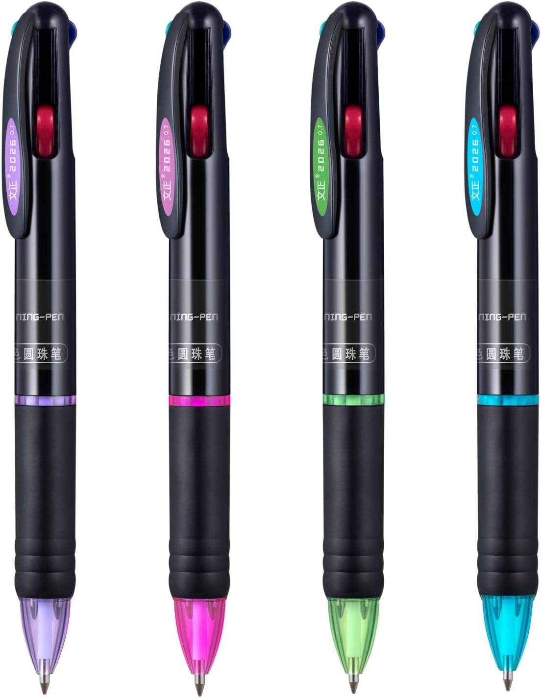 favide 4 Pack 0.7mm 4-in-1 Multicolor Ballpoint Pen，4-Color Retractable Ballpoint Pens for Office School Supplies Students Children Gift