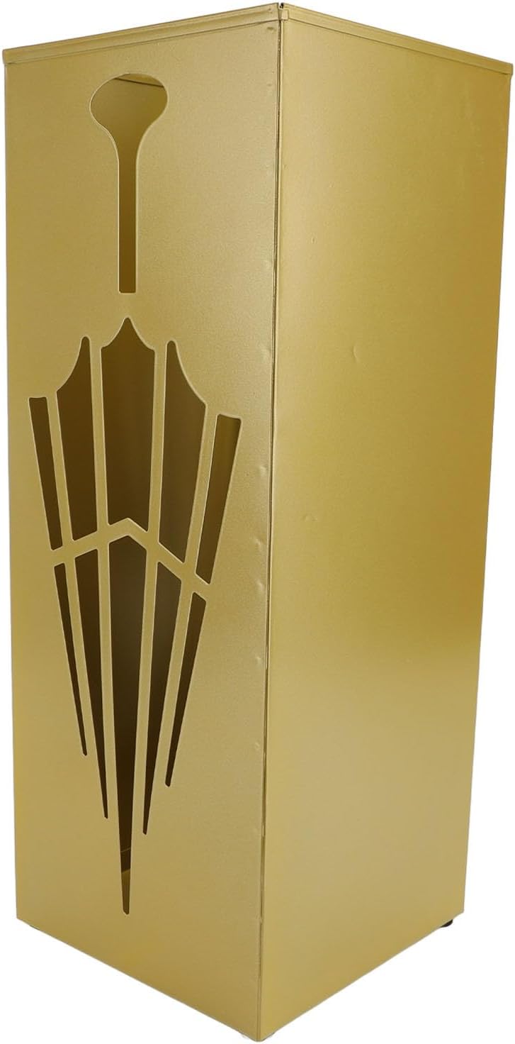 LiebeWH Compact Metal Umbrella Stand Fast Drying Storage Bucket Entryway Organizer for Home Office Foyer Space Saving Solution (Gold)