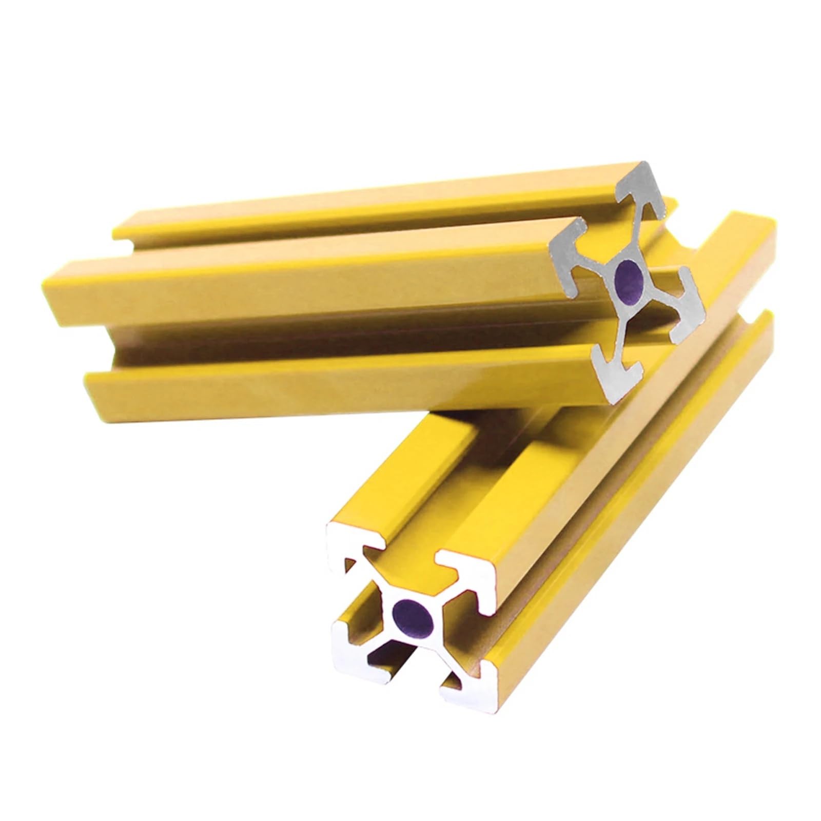 2 szyny liniowe z wytłaczanego aluminium w kolorze czerwonym, 2020, długość 100-500 mm, 200 mm, 400 mm, 500 mm, do drukarki 3D i stołu warsztatowego CNC z uchwytem krawędziowym (żółte, 500 mm