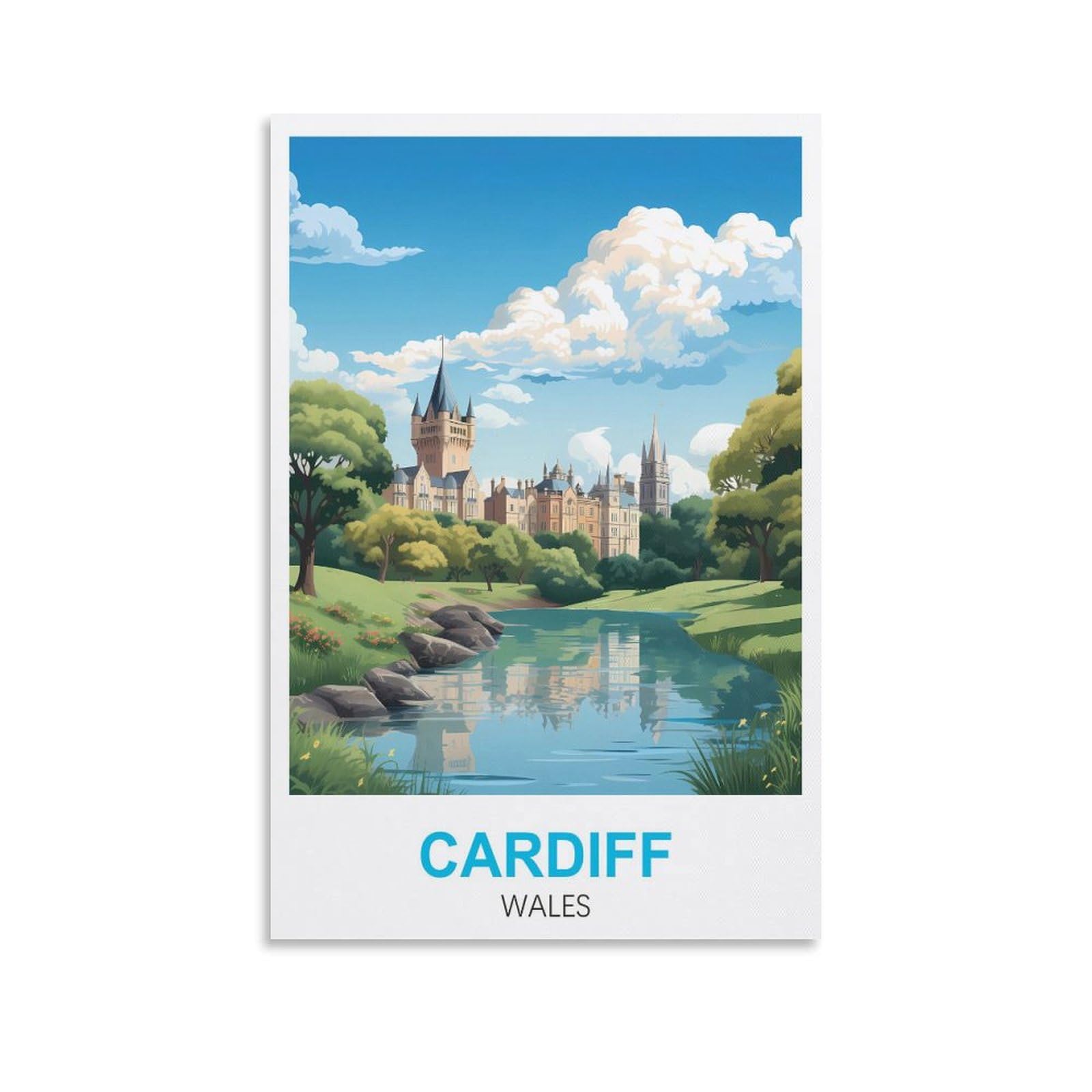 ZBBGGOZ Cardiff Wales Vintage Travel Poster 08x12inch(20x30cm) Canvas Wall Posters And Art Picture Print Modern Family Bedroom Decor