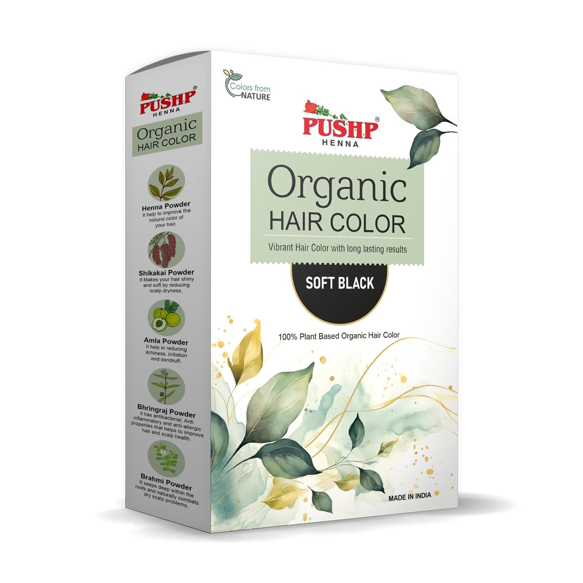 Pushp Henna Organic Hair Color, Soft Black, 100% Plant Based, Global Hair Colour | Henna-Based Hair Colour | Natural Hair Colour | No Chemical Hair Colour | Ammonia and PPD Free Hair Colour | Soft Black Hair Color-image-44