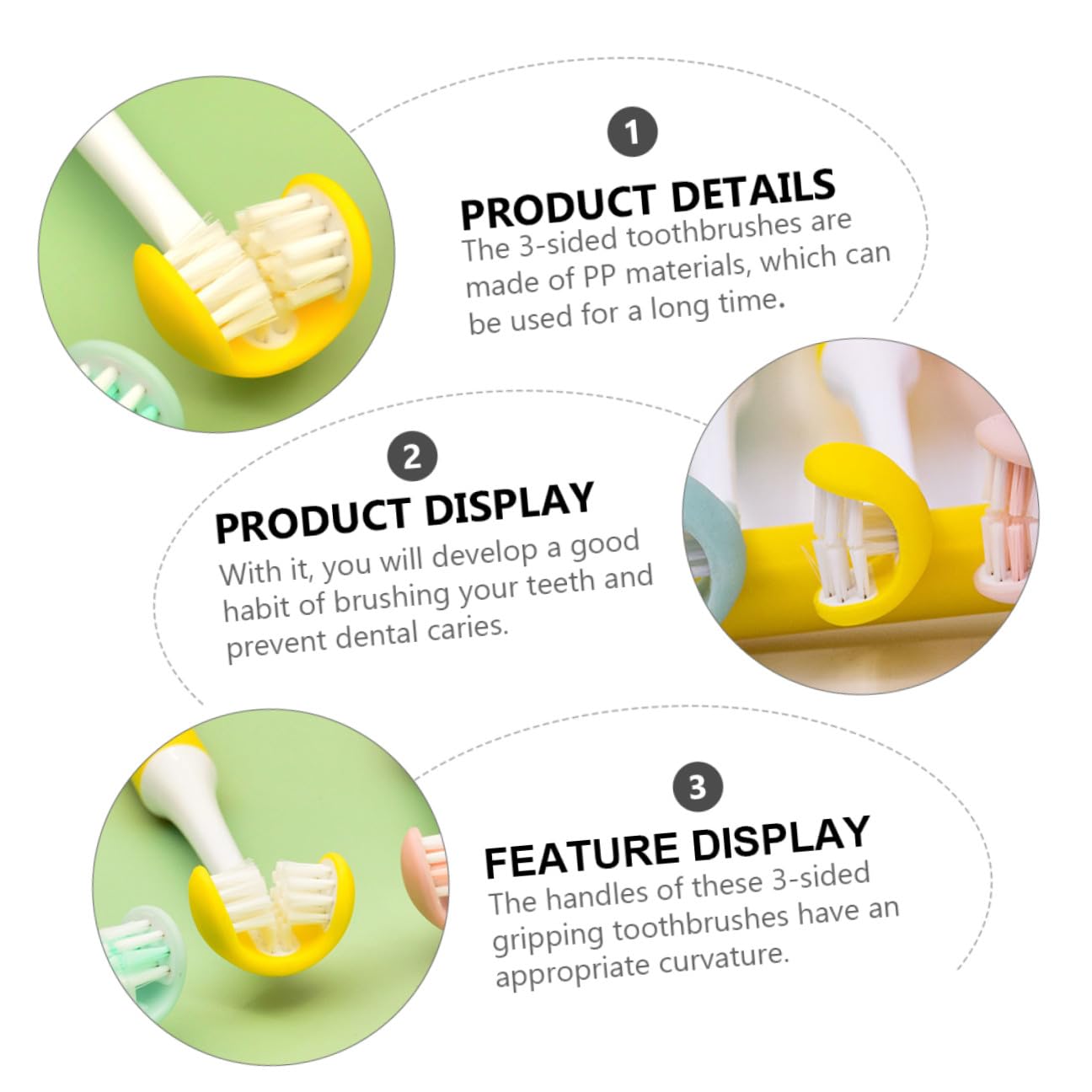 Zerodeko Spazzolino da Denti Manuale Lati per Adulti Pp Igiene Orale Spazzola per Pulizia Cura dei Denti Manico Curvo Design Avvolgente