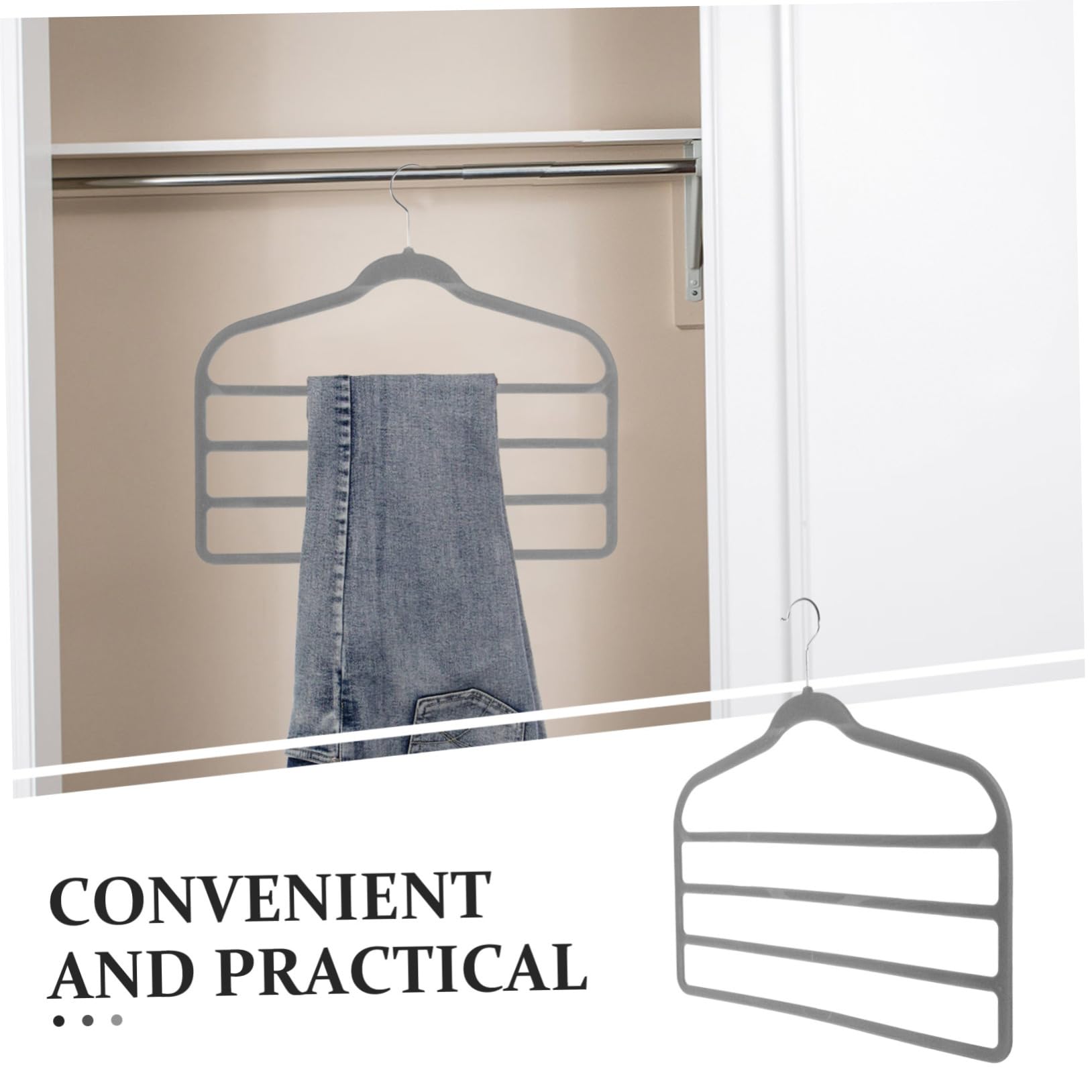 Perchas Multicapa para Pantalones de Plástico Revestimiento de Terciopelo Antideslizante, Paquete de 10 Unidades, Práctico Ahorro de Espacio en Armarios