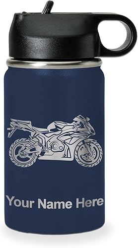 Miniatura 13 de LaserGram Botella de agua personalizada, bicicleta deportiva, acero inoxidable de doble pared aislada al vacío con popote superior, regalo grabado