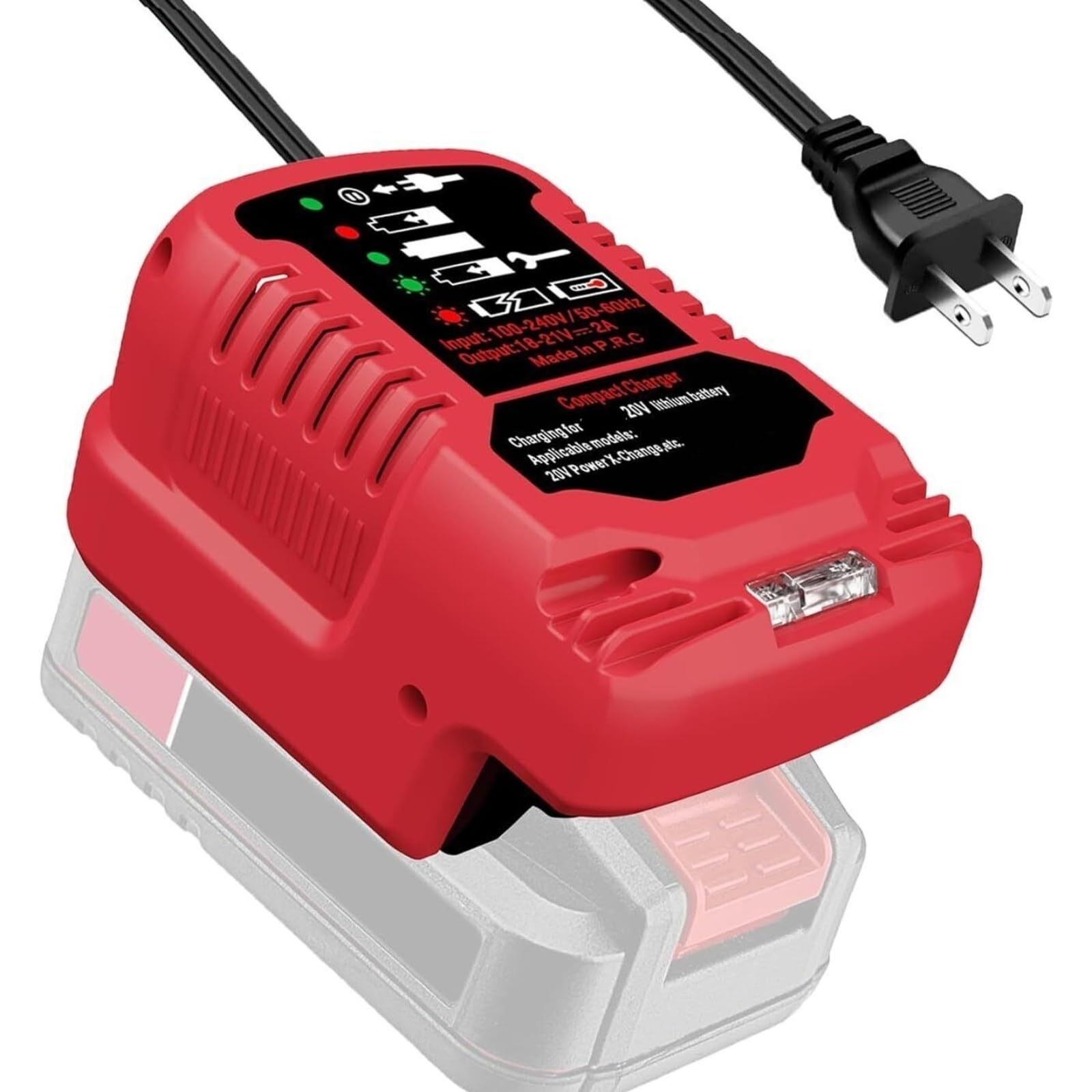 Chargeur de Batterie, Chargeur Portable for Batterie Li-ION 20 V, Station de Charge avec indicateur LED, Mini Chargeur